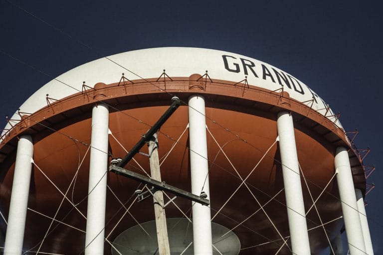 Grand Prairie TX water tower near Metroplex Collision Center